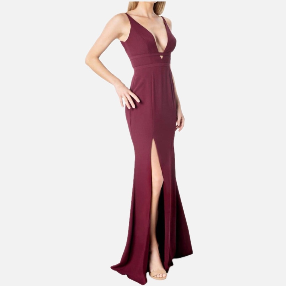 Dress The Population - Viola Gown deep wine/burgundy color - Picture 3 of 8